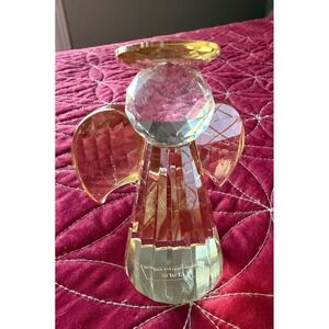 Simon Designs Crystal Angel Figurine Sun Catcher Prism Amber Gold Halo Wings